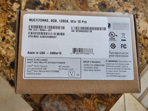 Intel NUC Mini PC NUC7i7DNK Intel Core i7-8650U 1.90GHz 500GB SSD 16GB RAM - Picture 9 of 9