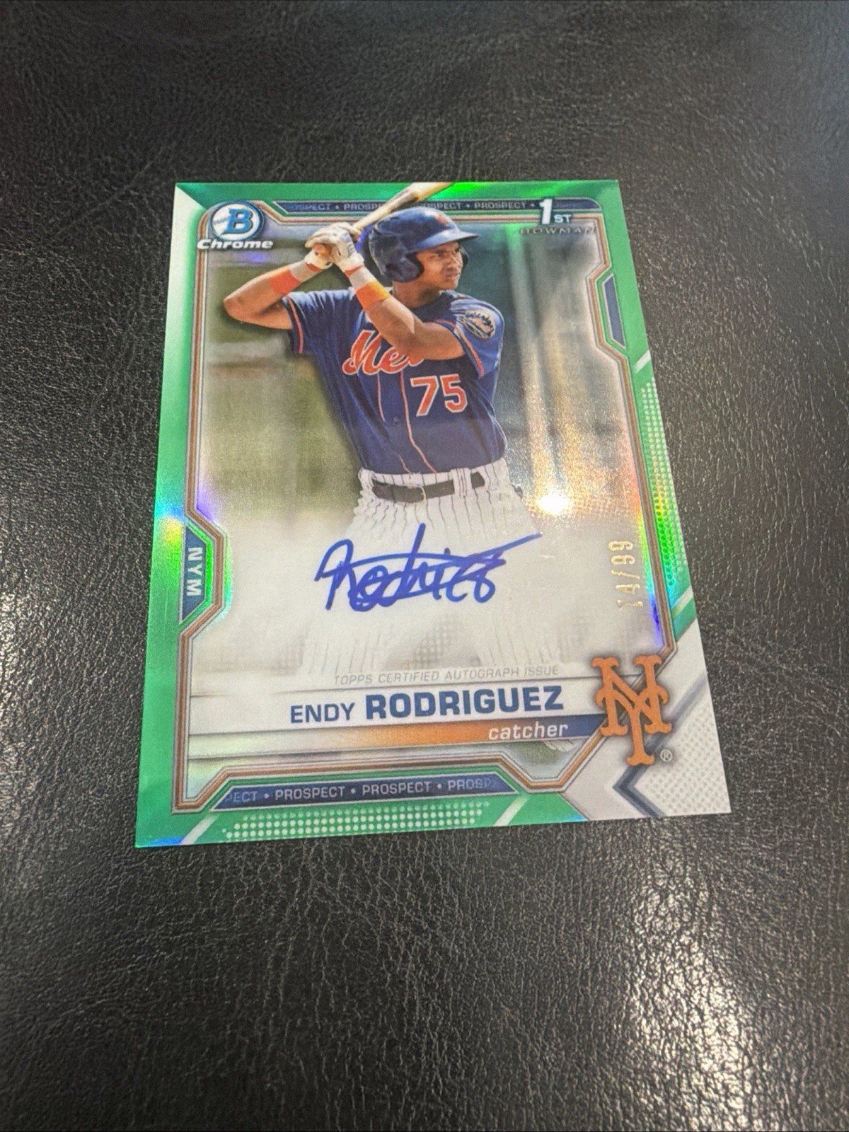 2021 BOWMAN CHROME 1st ENDY RODRIGUEZ Prospect Auto Green Refractor /99