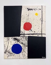 Original Abstract Painting on Canvas Mid Century Modern Unique Geometric Artwork