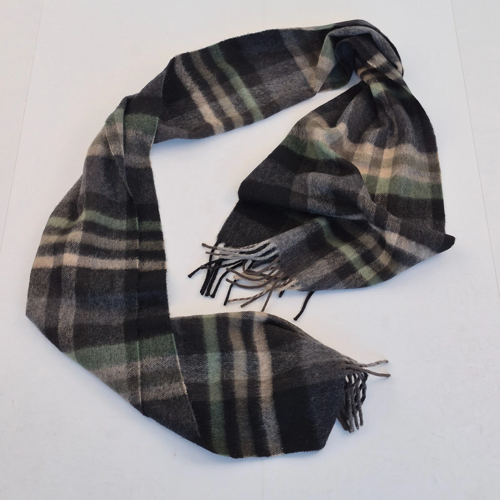 CITY SPORT Scarf One Size Black Women's Knit Cashmere Wool Blend Check