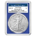 2025-W Burnished $1 American Silver Eagle PCGS SP70 FS West Point Label Blue