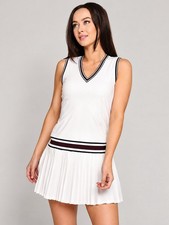 Tory Burch Sport Dress Performance Jersey V Neck Tennis Pleated Skirt