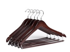 Wooden Hangers Beautiful Sturdy Suit Coat Hangers with Locking Bar Mahogany 5 