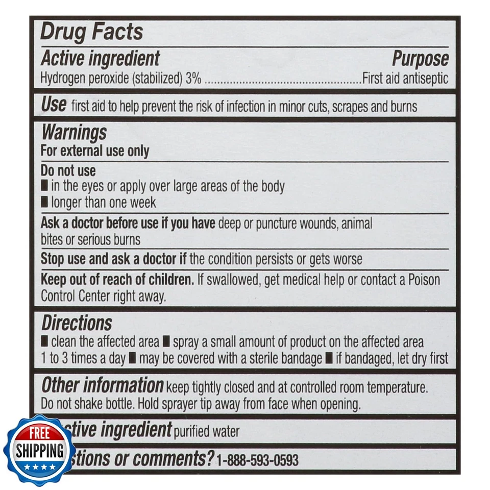 Botella pulverizadora de peróxido de hidrógeno LEADER solución antiséptica de primeros auxilios al 3 % - multicolor Foto 2 de 4