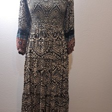 Angie Maeve Tiled Amethyst Smocked Button Up Bodice Boho Dress