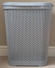 Large Plastic Laundry Basket Clothes Washing Bin Hamper Storage Organiser 65L