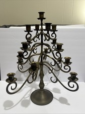 VTG Solid Brass Candelabra Large 17 Stick Candle Holder Rotating 21  x 18"