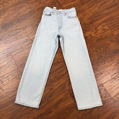 Levis Jeans Women 24 Ribcage Straight Ankle High Button Fly Stretch Denim 23x26