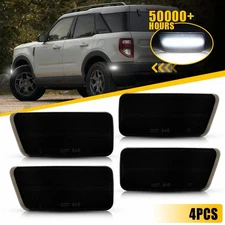 Fit Ford 2021-2023 Bronco Sport White 4Pcs LED Smoked Side Marker Lights