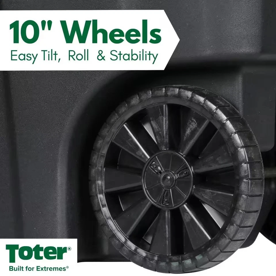 Bote de basura/basura exterior rodante negro de 96 galones con ruedas y tapa adjunta Foto 4 de 4