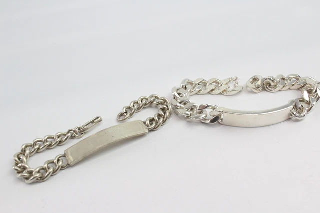 28 Sterling Silver Bracelets ID Unpersonalised Curb Link x 2 (101g)