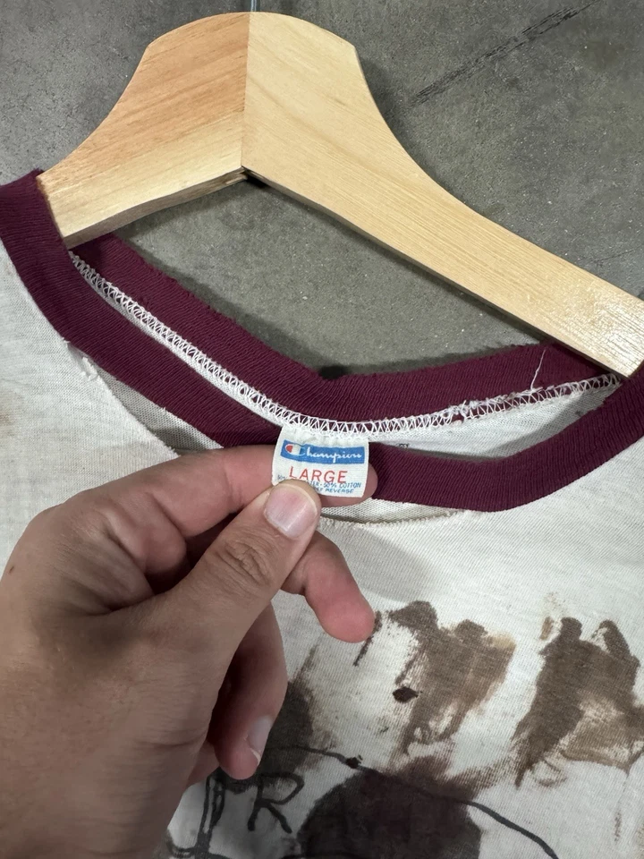 20 世纪 70 年代史努比哈佛复古 T 恤冠军蓝色酒吧男式复古 70 年代 — 第 3/4 张图片