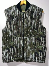 VINTAGE CABELA'S REAL TREE x GREEN CAMO REVERSIBLE FLEECE VEST HUNTING