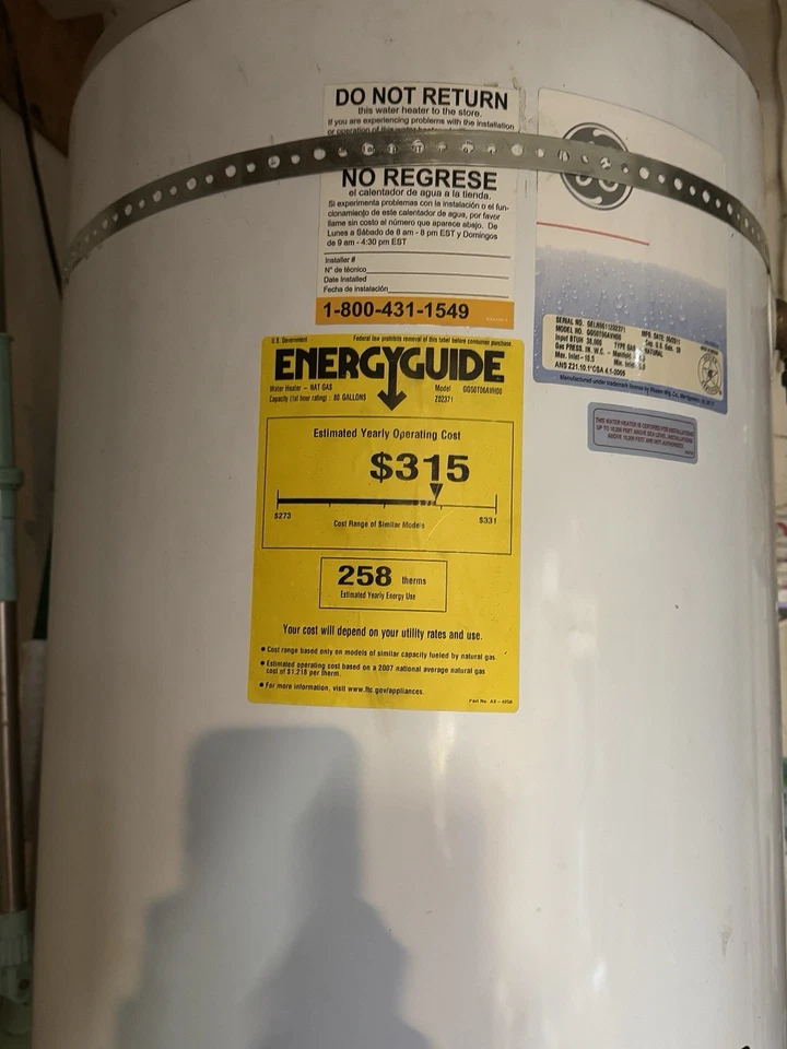 Водонагреватель на природном газе GE 50 галлонов - Изображение 4 из 4