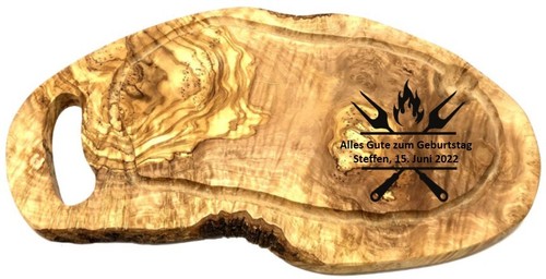 Steakbrett Schneidebrett RUSTIKAL Olivenholz Holz, individuelle Motiv-Gravur - Bild 12 von 14