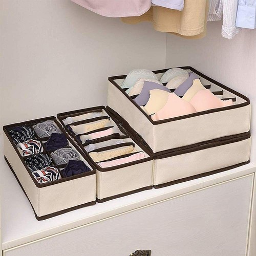 Faltbare Unterwäsche Socken BH Schublade Organizer Aufbewahrungsbox Stoff Drawe4xFoldable - Bild 18 von 22