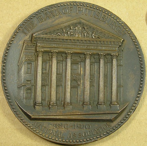 1910 Bank of Pittsburgh 100th Anniversary Huge Bronze Medal, 77 mm 212 grams - Bild 1 von 5