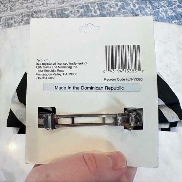 Clip de pelo vintage Scunci negro blanco moño nuevo con etiquetas años 90 Funky Y2K Foto 2 de 2