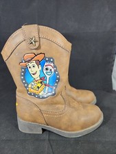 Toy Story 4 Boots W/ Zipper Woody Forky Buzz Brown Cowboy Boots Boys Size 8