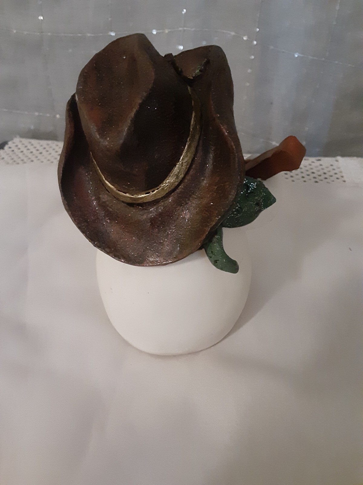 2 VTG JUBILEE GIFTWARE SINGING COWBOYS SNOWMAN W/ GUITAR FIGURINES VERY