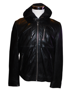 Nuevo NUEVO CON ETIQUETAS Para hombres Cuero Chaqueta Moto Lamarque Negro  Slayer con extraíble Sudadera Con Capucha Xl | eBay