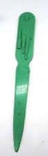 Vtg Fuller Brush Co. Promotional Letter Opener Man & Woman Green Marketing 50's