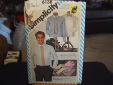 Simplicity 6138 Men's Shirt w/Collar Variations Pattern - Size 40 Neck 15 1/2