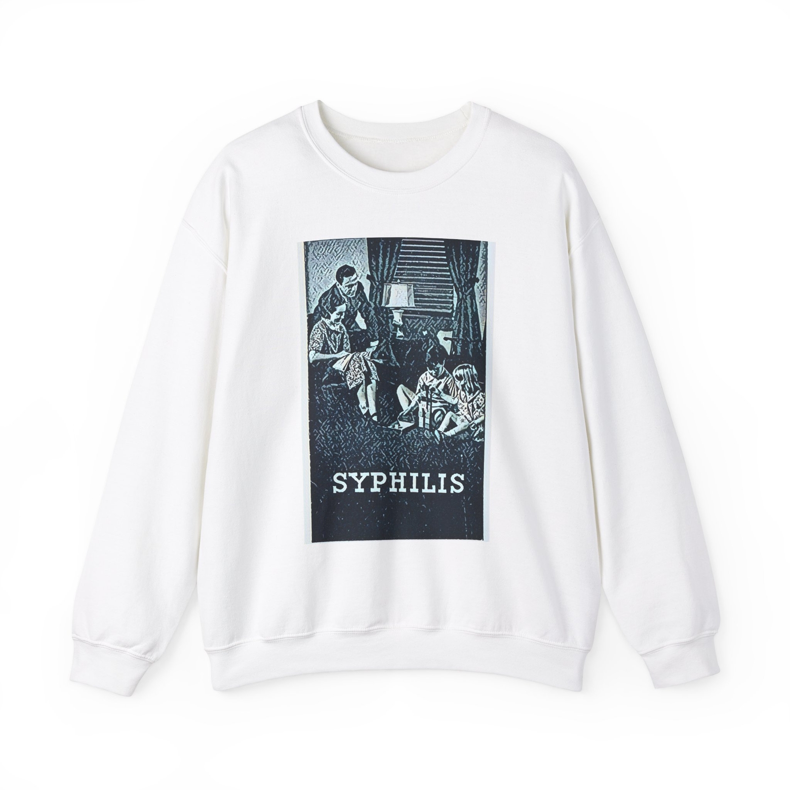 Syphilis Retro Art Graphic Print Art LS Unisex Heavy Blend™ Crewneck Sweatshirt