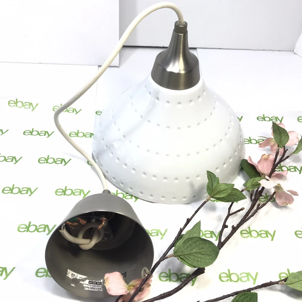 Lámpara colgante de techo blanca atómica vintage IKEA de 10" de ancho Foto 3 de 4