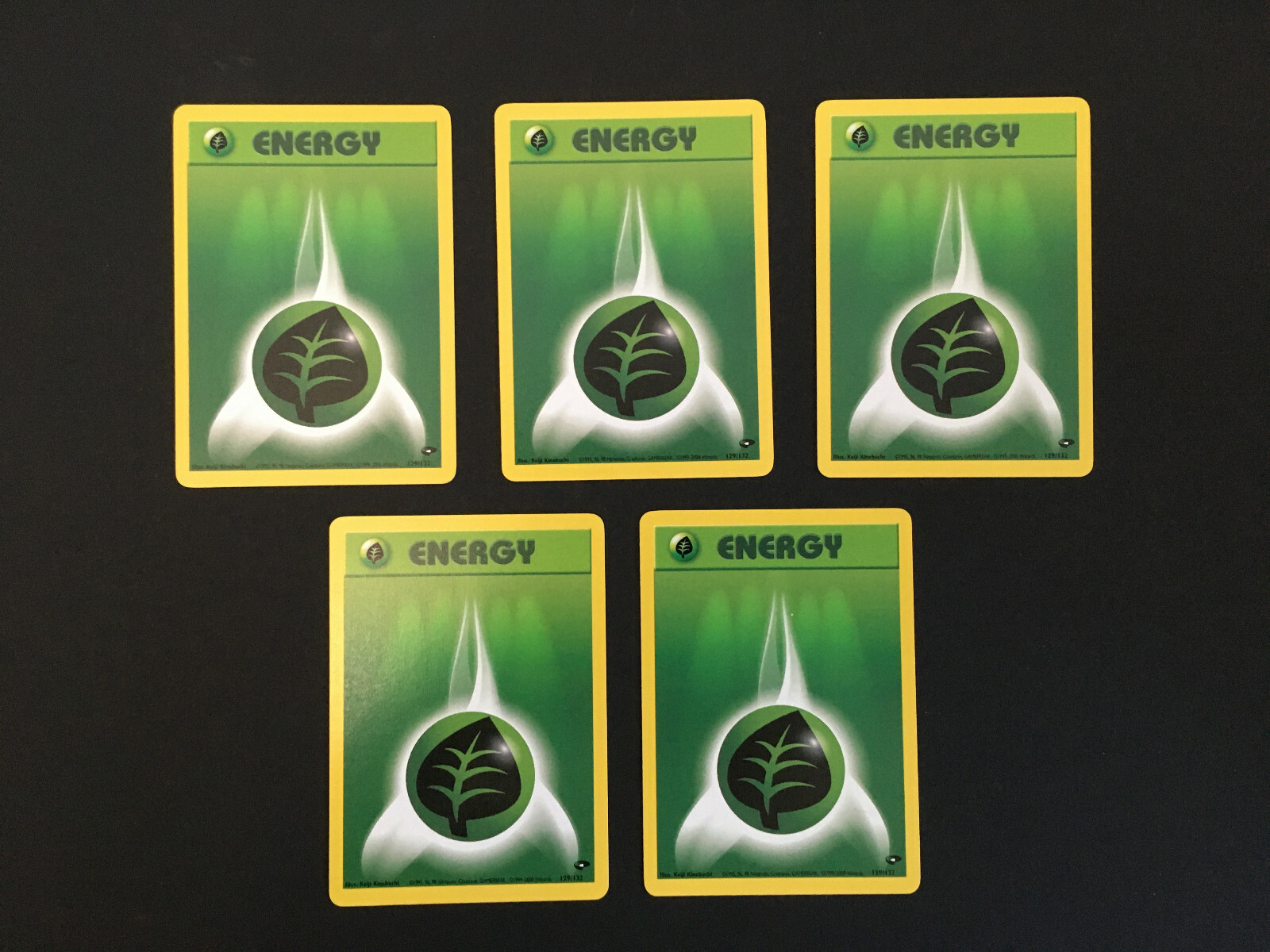 (5) Pokemon Grass Energy 129/132 Gym Challenge Set - Excellent Condition