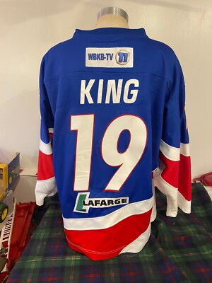 OT NAHL Alpena Ice Diggers #19 King Blue Hockey Jersey Size 54 Pro