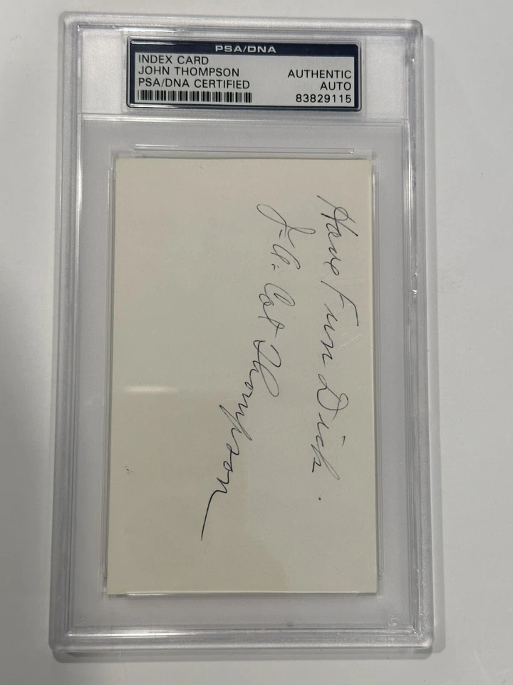 John Thompson signed 3x5 Index Card w/Inscr. PSA/DNA Slabbed - Image 4 of 4