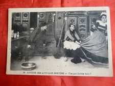 cpa autour du lits clos breton ancienne