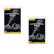 (200) BCW Golden Age Size Comic Book Poly Bags Acid Free 7 5/8" x 10 1/2"