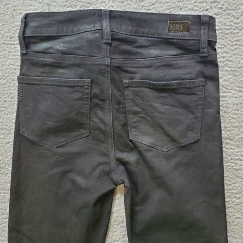 Paige Jeans Womens 27 Black Denim Cindy Transcend Coated Straight Leg Stretch - Picture 11 of 19