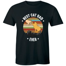 Best Cat Dad Ever Vintage Men's T-Shirt Father's Day Gift Tee Pet Lover Shirt