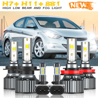 For Hyundai Elantra 2013-2018 Combo LED Headlight Hi Lo Beam Fog Light ...