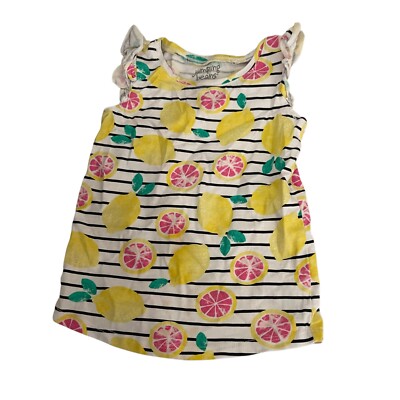 Jumping Beans T-Shirt Girl's 2T Ruffle Lemon Summer Striped Sleeveless Top