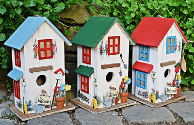   Schöner Nistkasten Haus Villa Boltze Vogelhaus Meise Rot Blau o. Grün #378E