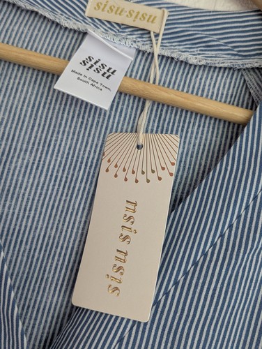 NEW Sisu Sisu Side Slit Tunic dress Size 14 Blue White striped - Picture 7 of 8
