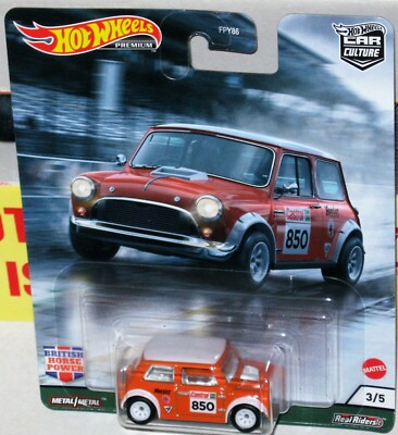 Hot Wheels Morris Mini -British Horse Power Car Culture Real Riders; super   MoC