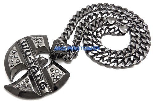Collar Colgante de Cristal Estrás WU-TANG Nuevo Hip Hop con Cadena de Estilo Cubano - Imagen 3 de 55