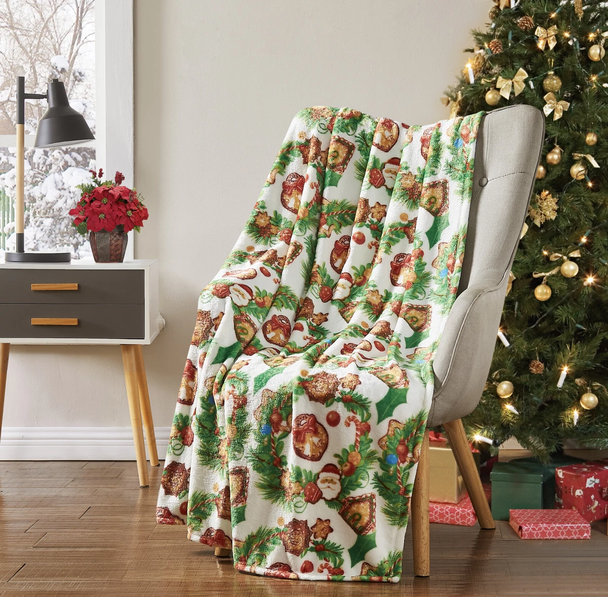 Kate Aurora Christmas Gingerbread Houses Ultra Soft Plush Throw