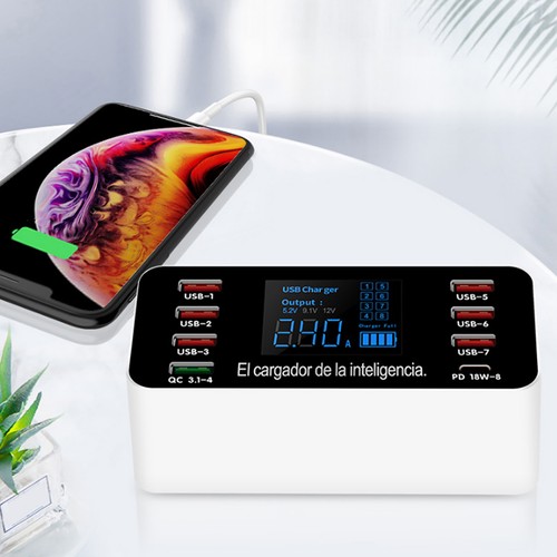 60W 8Port USB Charging Station USB Charger Power Adapter Charger LED Display Fit - Picture 16 of 18