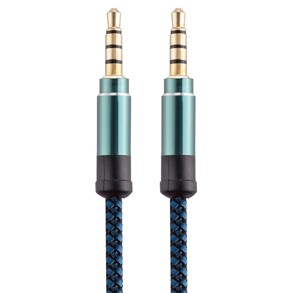 3.5mm Male to Male Aux Cable Cord Car Audio PC Headphone Jack Blue 9FT X3pcs - Image 2 of 2