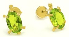 GENUINE 1.64 Cts PERIDOT TURTLE STUD EARRINGS 14K GOLD - NEW W TAG -Screw backs