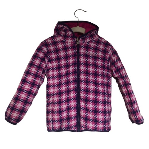 Columbia Pink Fleece Reversible Herringbone Design Girls Hooded Jacket Size 4T - Picture 5 of 11