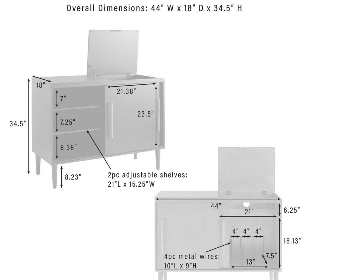 Turntable Console Cabinet Vintage Vinyl Record Storage Player Mid Century Table 