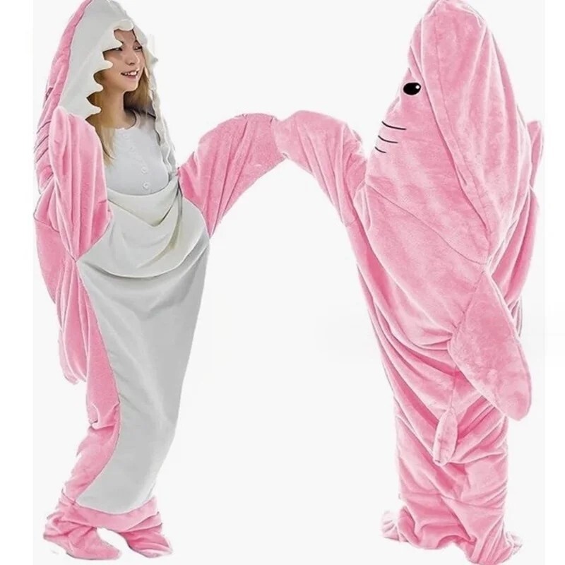 Pijama Tiburón Rosa Saco De Dormir Cosplay Disfraz Squalo Talla Adulto / Niño
