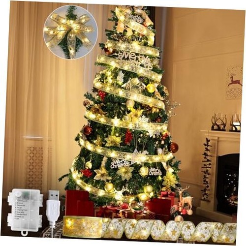 Christmas Tree Decorations, 32Ft 100 LEDs Christmas Tree Ribbon Lights with 8